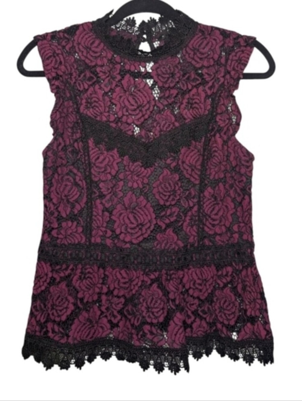 Haute Monde Red and Black Embellished Sleeveless Blouse - Picture 7 of 7